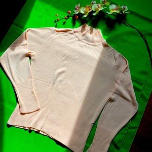 Pastel apricot pink mock turtleneck sweater top
